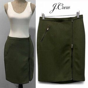 J. Crew Wool Green Pencil Skirt Zipper Size 6P
